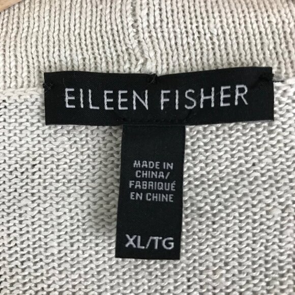 Eileen Fisher Bone Gold Trim Button Front Cardigan  Size X-Large - Picture 5 of 10